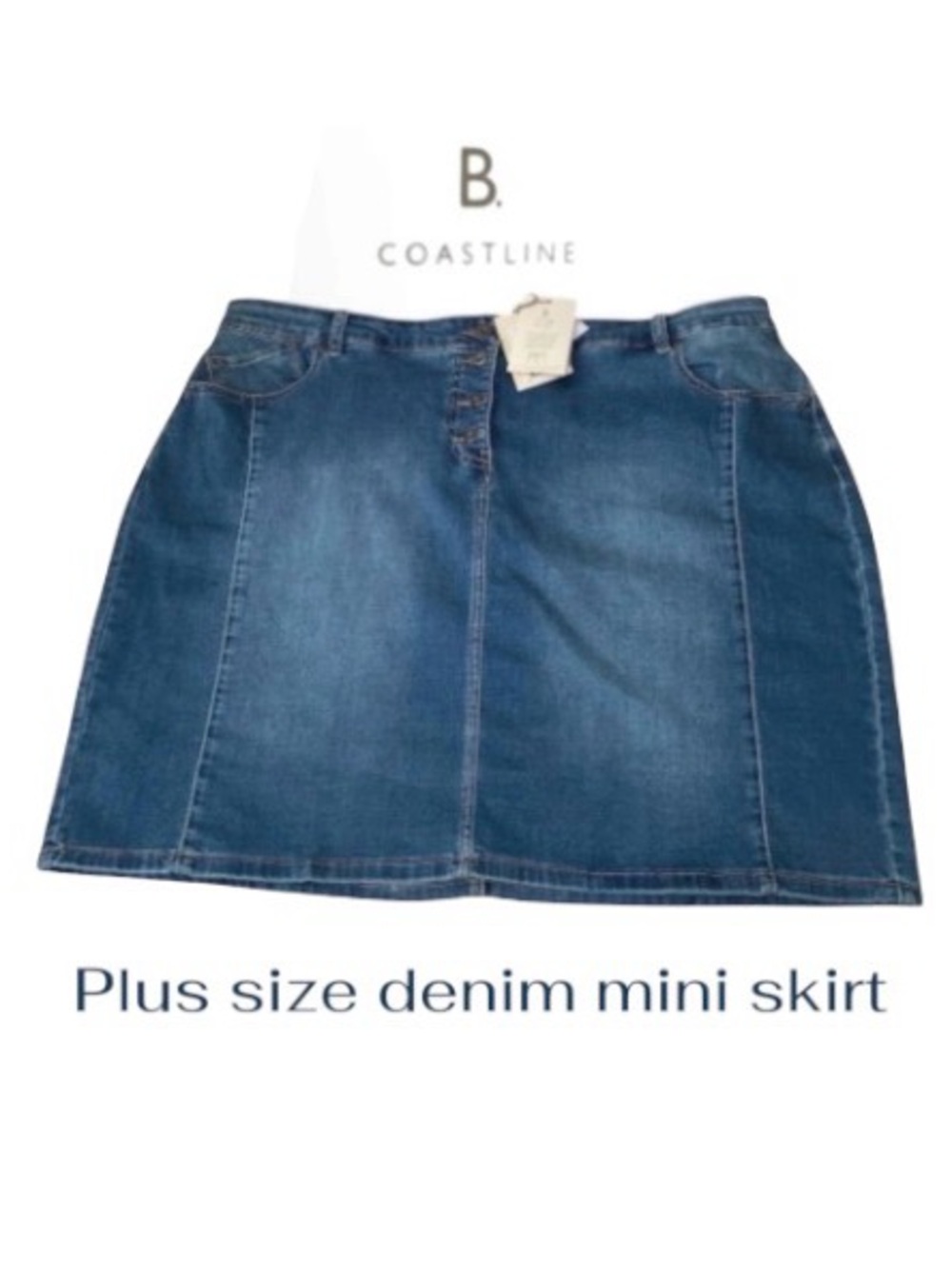 22W Denim Mini Skirt with Stretch by Coastline, New With Tags